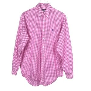 Ralph Lauren Men's Tilden Pink Gingham Button Down Shirt Size Medium